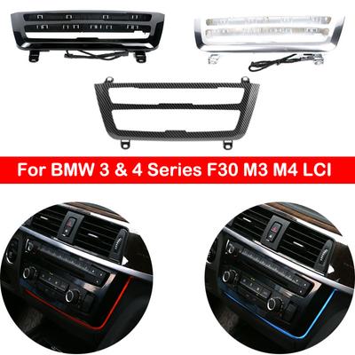 Radioverkleidung, LED-Armaturenbrett-Mittelkonsole, AC-Panel-Licht mit blauer und oranger Farbe, Atmosphärenlicht für BMW 3er und 4er Serie F30 LCI