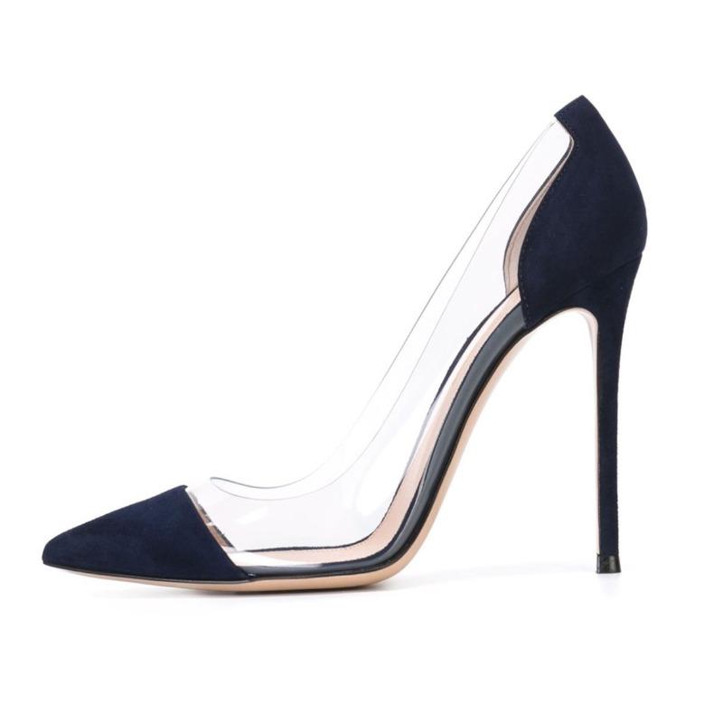 Hot-selling Pointed Splicing Transparent Cm High-heeled Women's Versatile Single Shoes