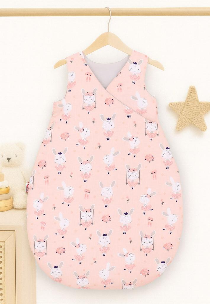 Cotton Sleeping Bag for Children 3-12 Mcy Tog 2.5 Year-Round Insulated - Pink Ballet Rabbits