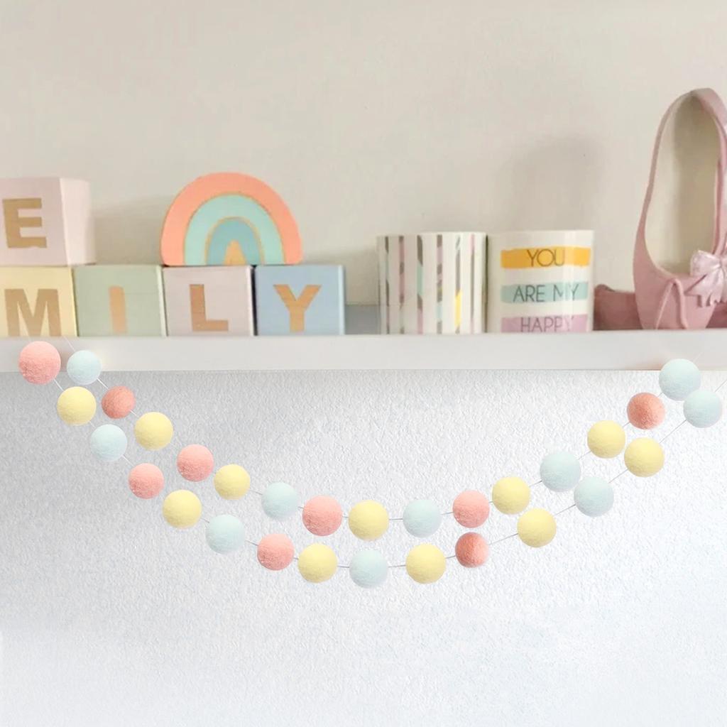 2M Felt Ball Garland Pompom String Ornaments For Boho Home Bedroom Decor Baby Shower Birthday Christmas Wall Decor