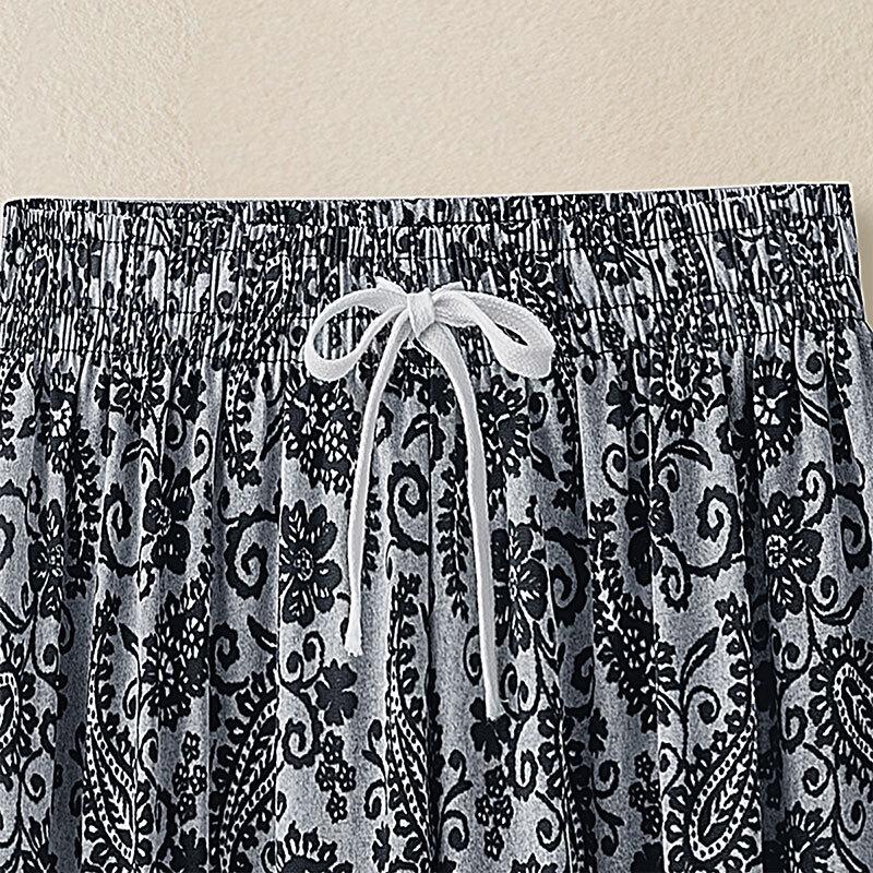 Women's High-Waist Printed Wide-Leg Trousers