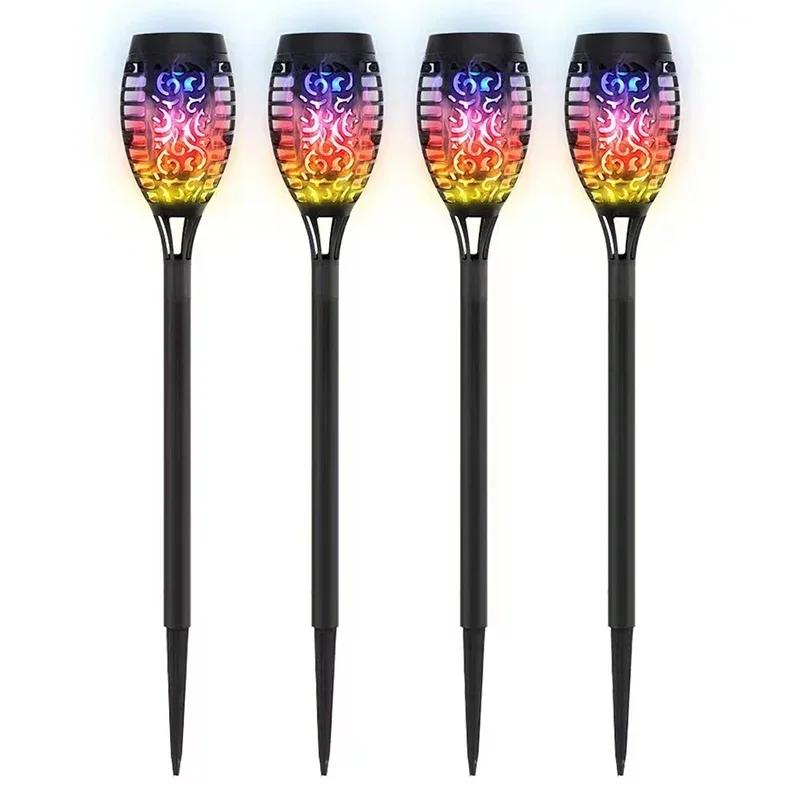 1/2/4/6/8/10Pcs Solar Flame Torch Lights Flickering Light Waterproof Garden Decoration Outdoor Lawn Path Yard Patio Floor Lamps