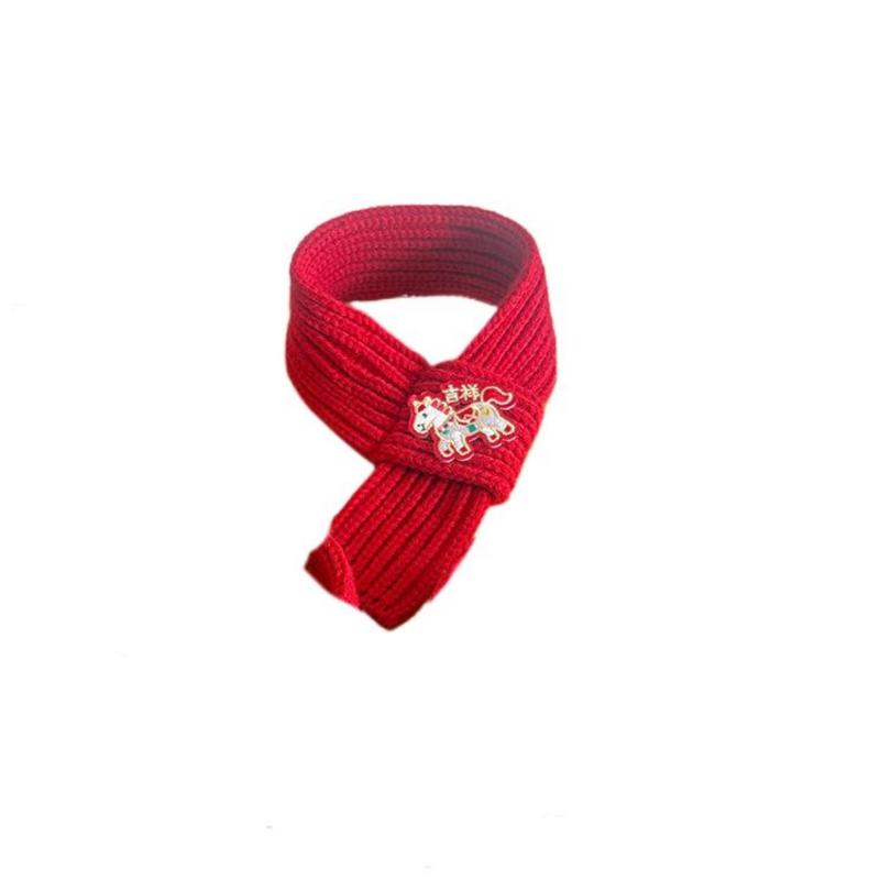 New Year Celebration Decoration Pet New Year Scarf Warm Knitted Neckerchief Pet Cat And Dog Red Scarf Pet Accessories Supplies