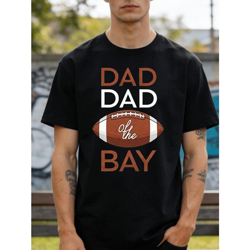 

European sizes Men S DAD And BAY Football Design T-Shirt - Bold Soccer Lettering, Round Neck Casual Athletic Wear for Sports Events 4XL чорний