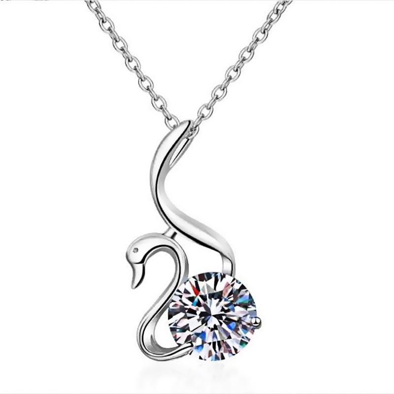 Elegant Amethyst Swan Pendant Necklace for Women - Clavicle Fashion Jewelry