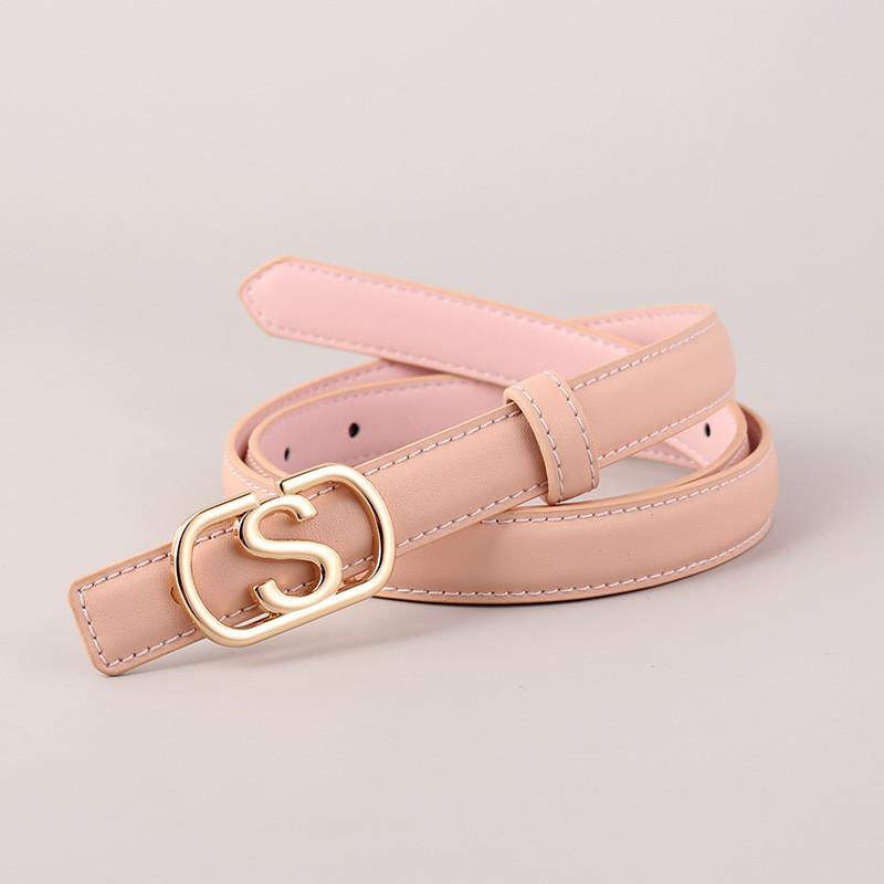 

Womens Genuine Leather Belt With Alloy Buckle For Fashion Casual And Office Wear Pink