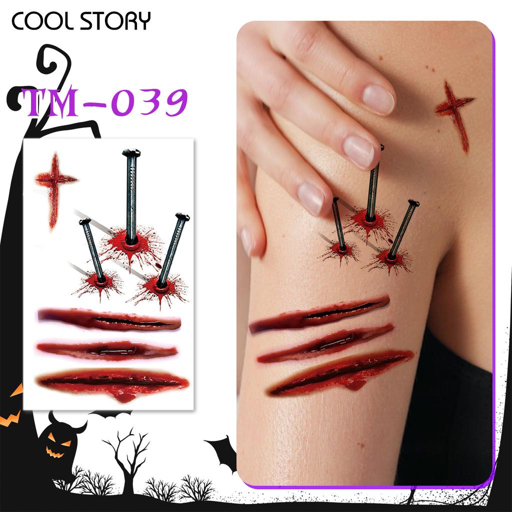 Pegatinas de Halloween, Pegatinas de Tatuaje, Ambiente de Evento, Baile de Máscaras de Festival Europeo y Americano, Decoraciones Corporales
