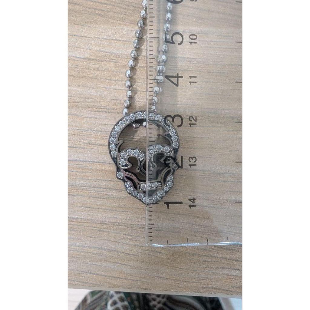 Used Justin Davis Hollow Skull Necklace Silver 925