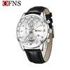 OFNS 3D Sun Dial Quartz Watch: Luminous, Waterproof, Multifunctional Men's Timepiece with Three-Eye, Six-Needle Design and Calendar.