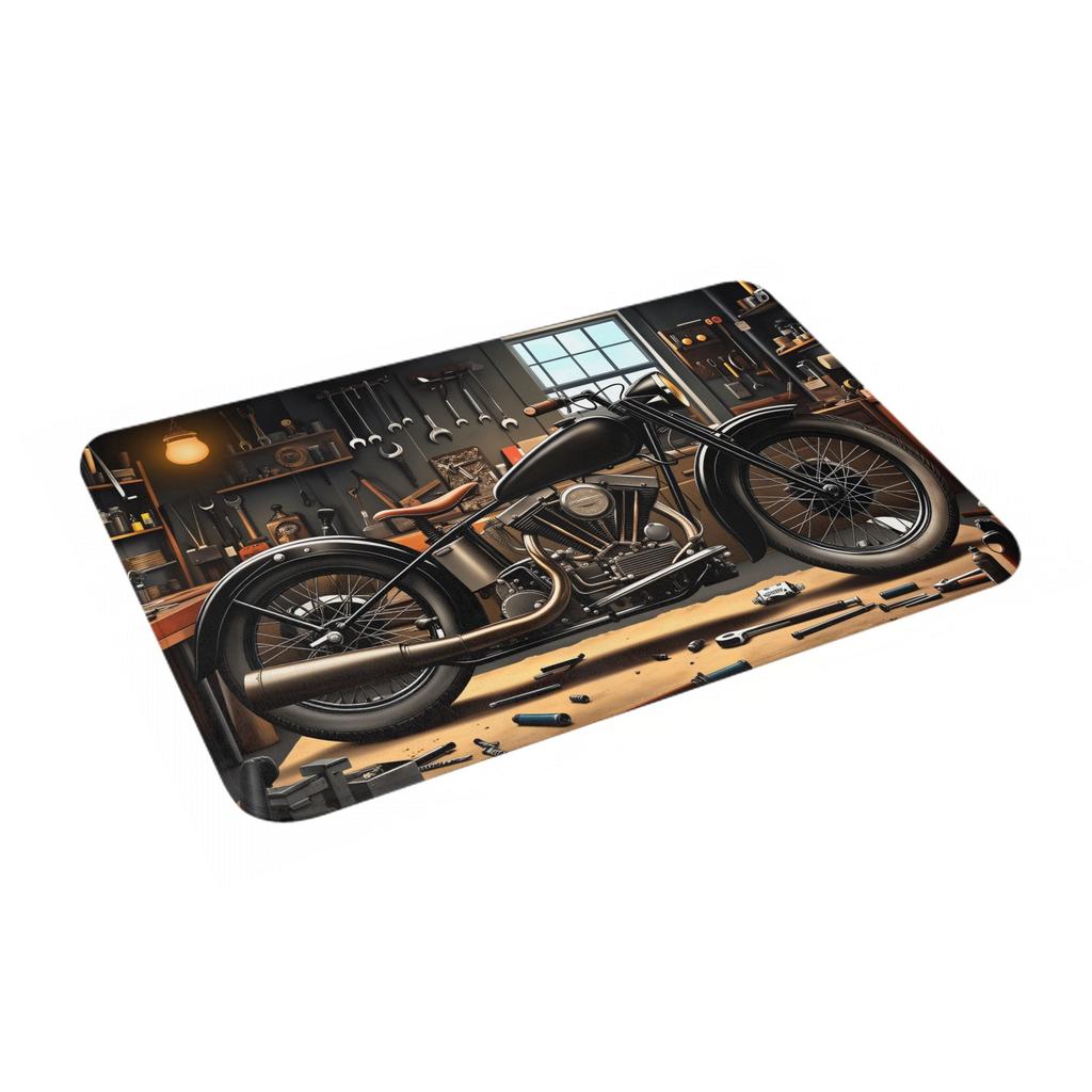 Retro Motorcycle Workshop Hip Hop Design Doormat Non-Slip Entrance Kitchen Bathroom Door Floor Mat Bedroom Balcony Carpet Rug
