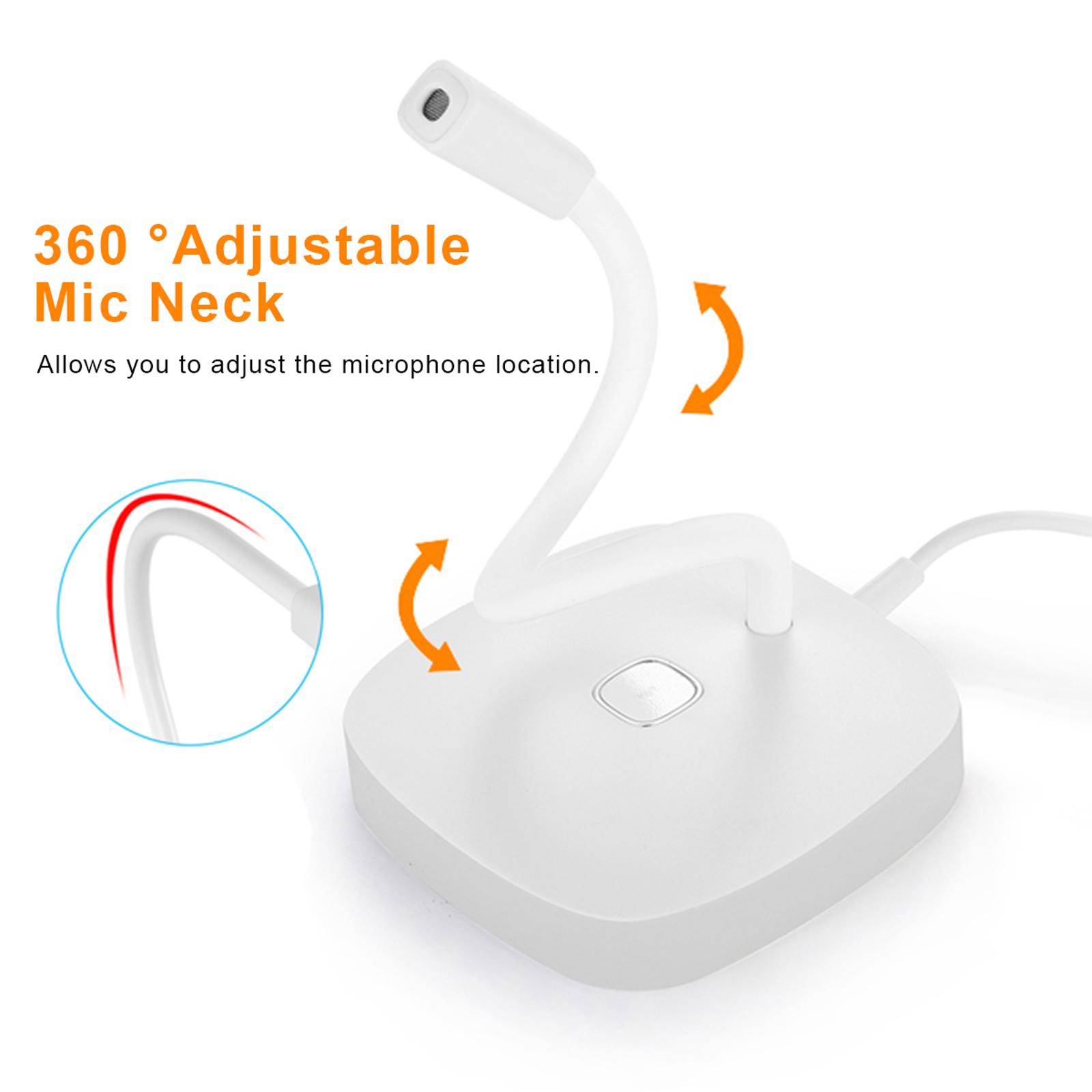 

Desktop Computer Microphone USB Wired Microphone 360 Degrees Omnidirectional Condenser Mic Neck with Touch-Button Plug & Play for Computer