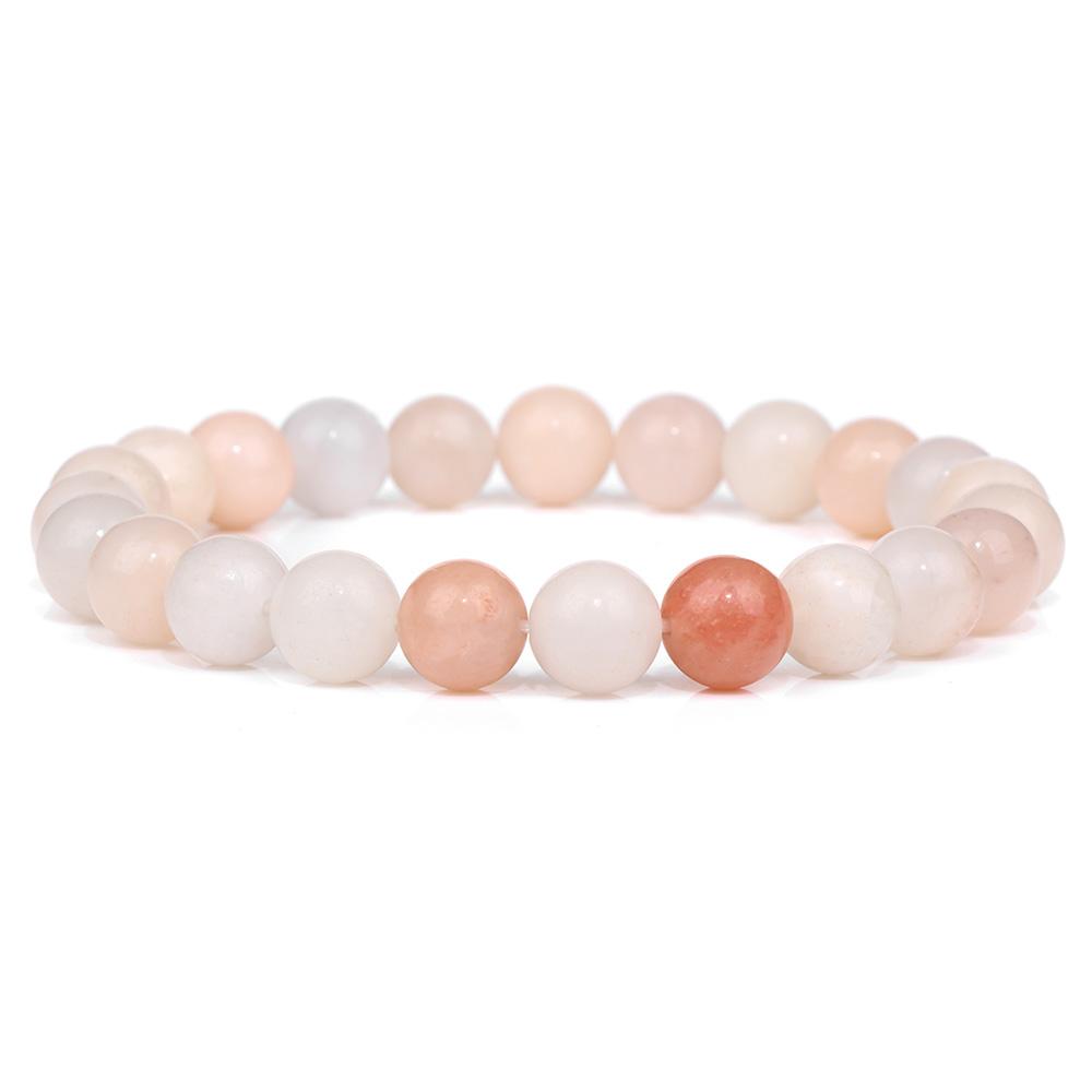 Fashion Natural Stone Pink Angelite Beads Bracelet 8mm Sunstone Beaded Energy Yoga Bracelet Jewelry for Women Handmade Gifts