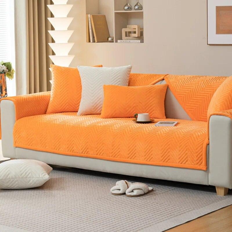 Plush Herringbone Pattern Sofa Covers Kid Mat Sofas Cover Anti-slip Couch Protector Slipcover Removable Sofa Mat for Living Room