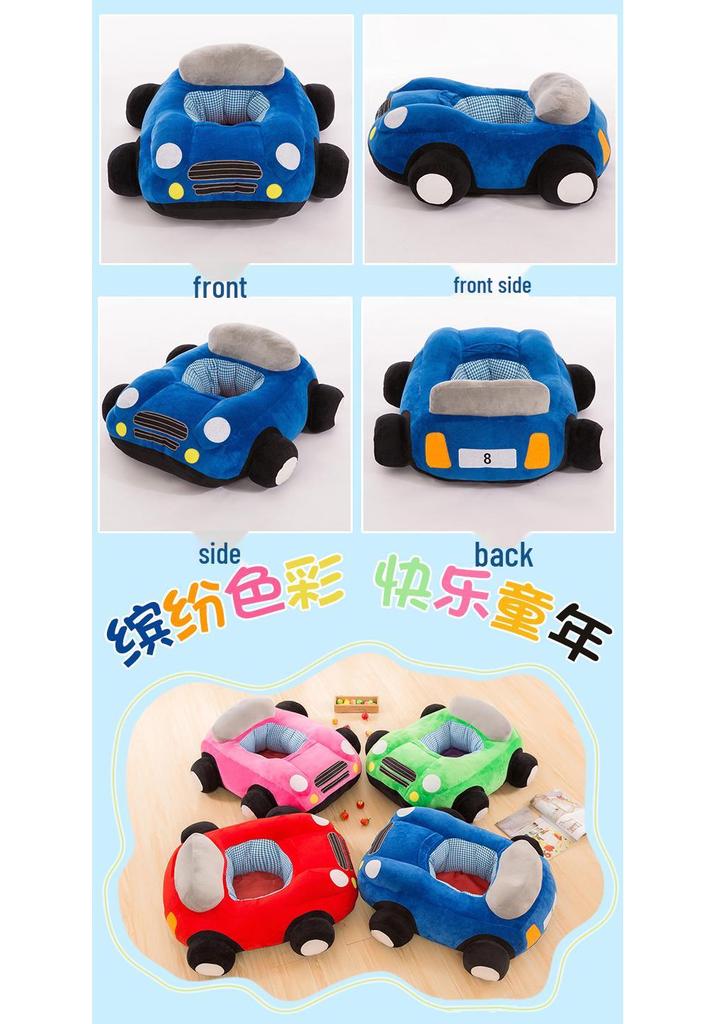 Children's Cartoon Car Plush Sofa Chair - Anti-Fall Learning Seat & Toy for Birthday Gift