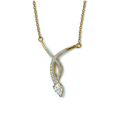 [D6726] - Gold Plated Necklace 'Temptation' White Gold - 3 Cm