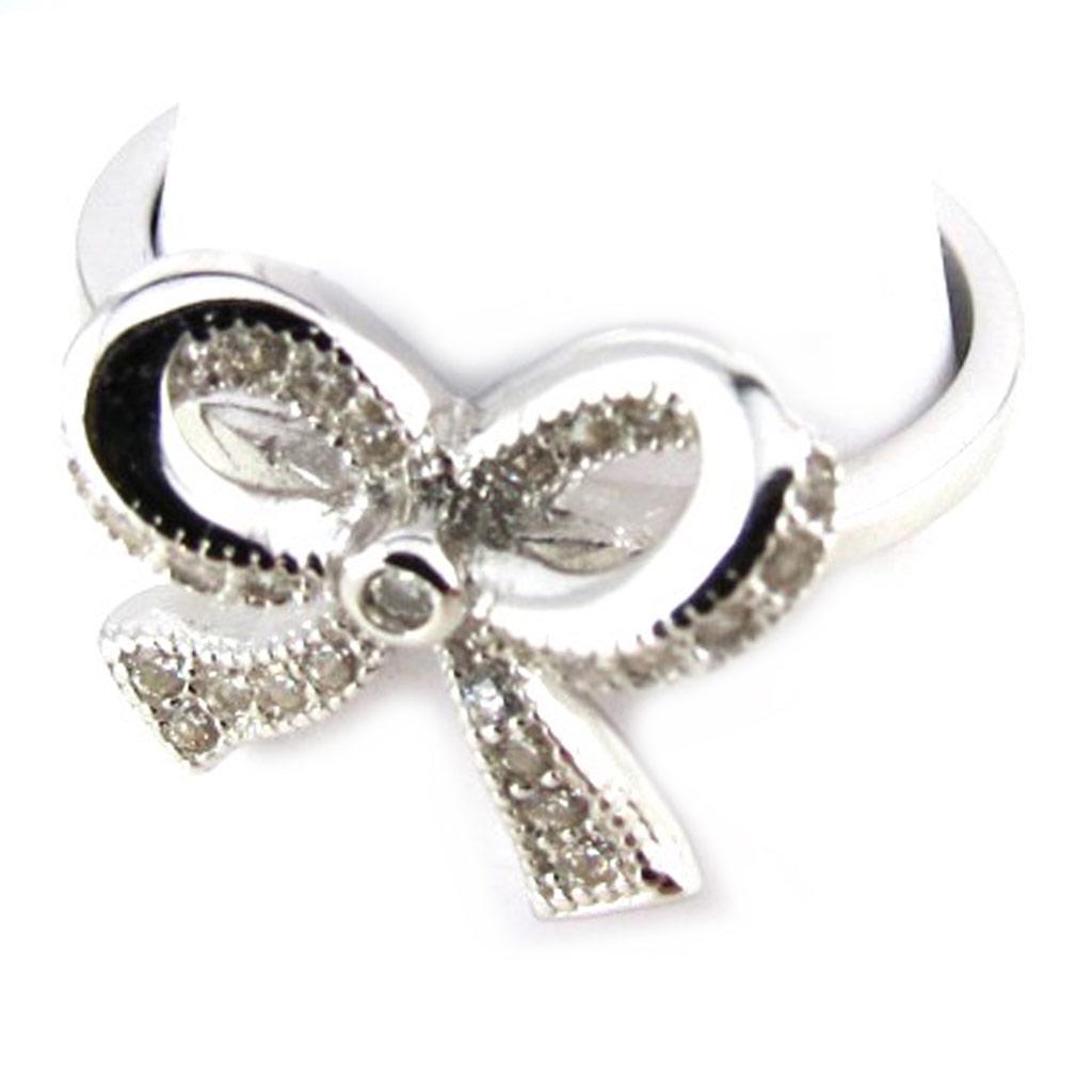 White 'Romantic Knot' Silver Ring