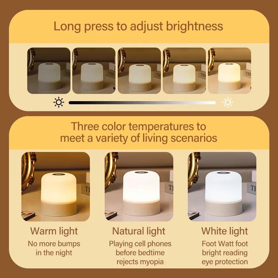 Touch & Remote Control 13 Color LED Table Lamp Dimmable Rechargeable Bedside Night Light for Room Decoration Bedroom Lighting