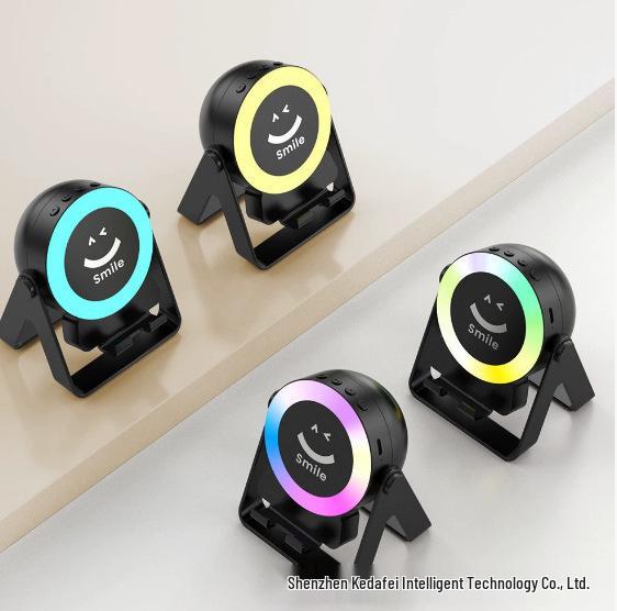 Induktiver faltbarer Schreibtisch-Handyhalter mit kabellosem Lautsprecher, Umgebungslicht und Ladefunktion - 5-in-1 Multifunktions-Gadget