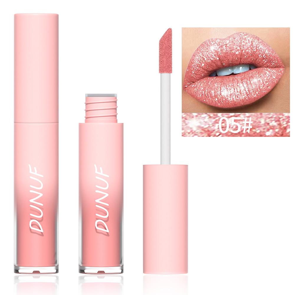 DUNUF 18-Color Diamond Lipstick Gloss: Easy-Apply, Long-Lasting, Plumping Shimmer Glaze for Glossy Makeup.