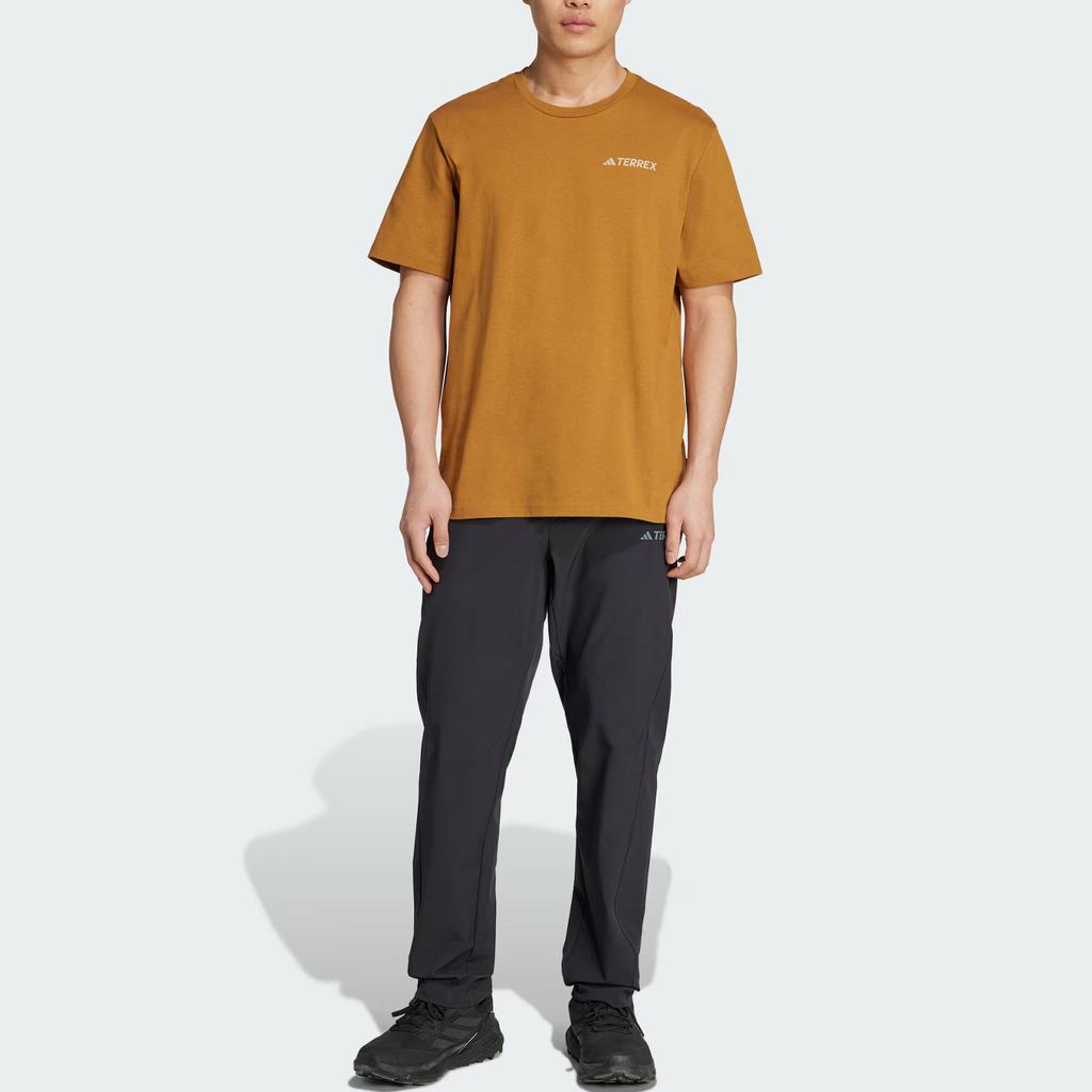 Adidas Terrex Fashion Simple Loose Pullover Round Neck Short Sleeve T-Shirt Men Tops Rock-Layer-Bronze Detective-Gold JY4835