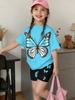 Whimsical 3D Butterfly Print 2 Piece Kids Summer Casual Set Lightweight Short Sleeve Shorts For Unisex Boys Girls