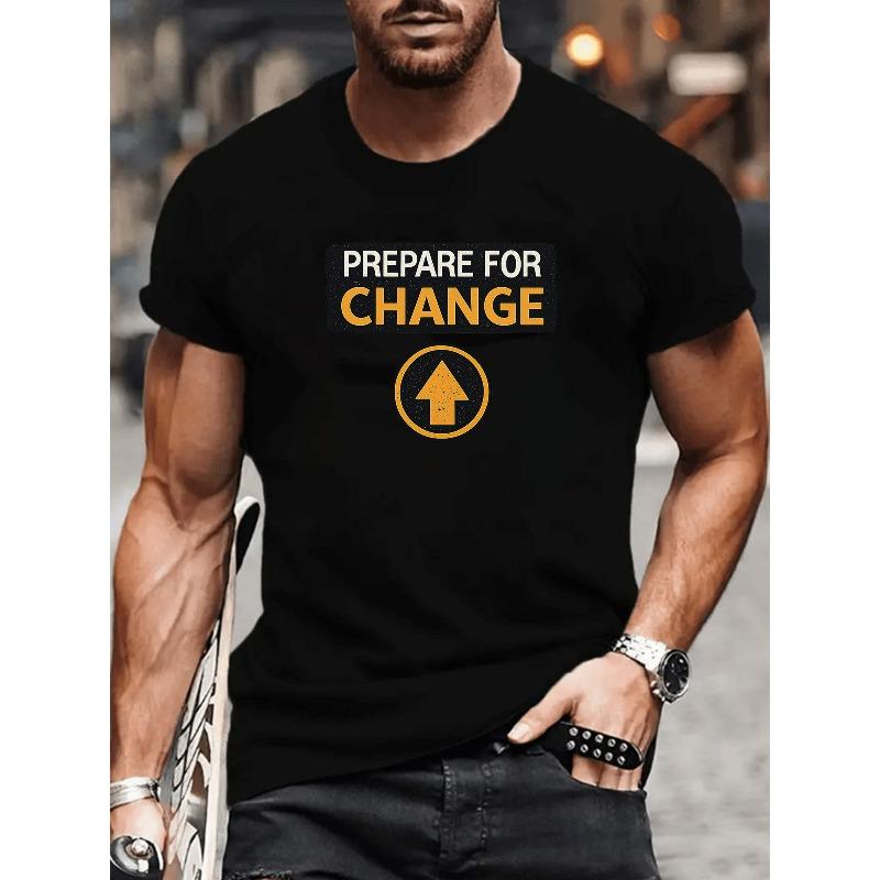 European Sizes Men'S Casual Short-Sleeved Round-Neck T-Shirt | Inspirational Slogan Arrow Print, Versatile for Festivals,