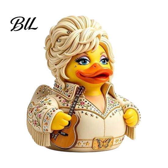 Sculptural Duck Statue for Desk Charming Novelty Ornament, Musical Theme with Guitar Ornaments Music Lovers Decor, Decorative Collectible Sculpture