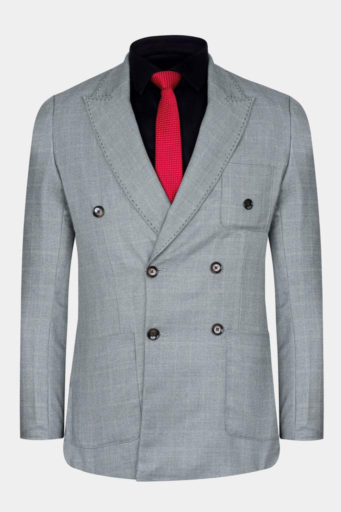 Blazer Sportivo Oslo Grigio Doppiopetto Ricco di Lana