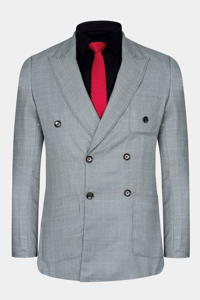 

Oslo Gray Double Breasted Wool Rich Sports Blazer 38