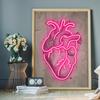 Neon Skeleton Vintage Diagram Art Print Medical Poster Modern Neon Heart  Canvas Painting Doctor Office Room Wall Pictures Decor