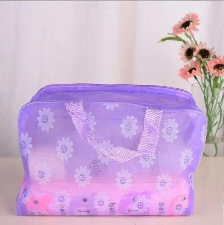 Průsvitný organizér do kabelky Cestovní kosmetická taštička na make-up Vodotěsné PVC Toaletní sady Koupelnové úložiště Taška na mytí Sedmikrásková kabelka