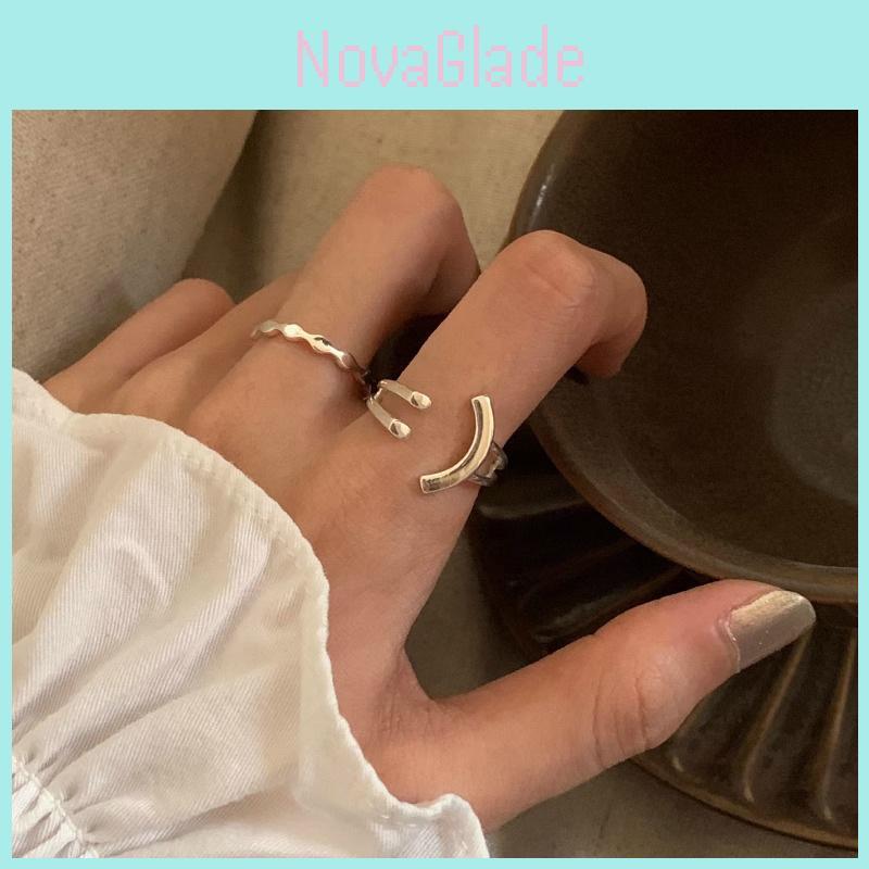 Stylish Korean Smiley Face Wave Ring For Women Adjustable Copper Fashion Jewelry
