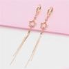 Exquisite Russian 585 Purple Gold Fashion Five-Star Snake Bone Niche High-End Rose Gold-Plated Long Fringed Earrings
