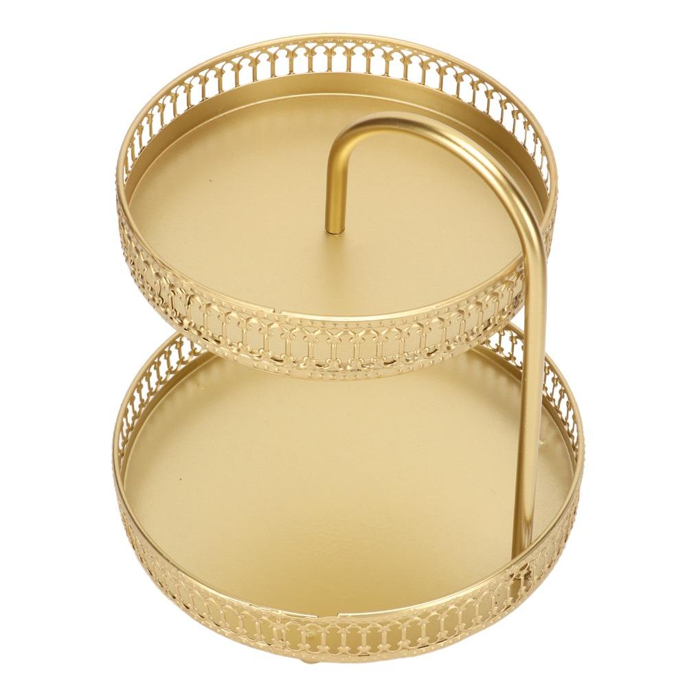 4pcs Gold 2 Tier Fruit Tray Metal 2 Tier Fruit Bowl Fruit Stand Organizer For Party Event