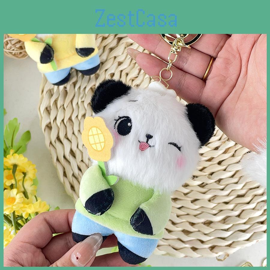 Plush Panda Sunflower Toys Bag Hanging Accessories Keychain Souvenir Pendant