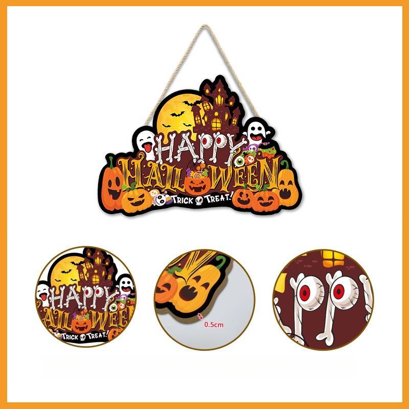 Wall Decoration Halloween Holiday Party Home Wall Decoration Sign Wall Hanging Welcome Door Hanging Pumpkin Black Cat