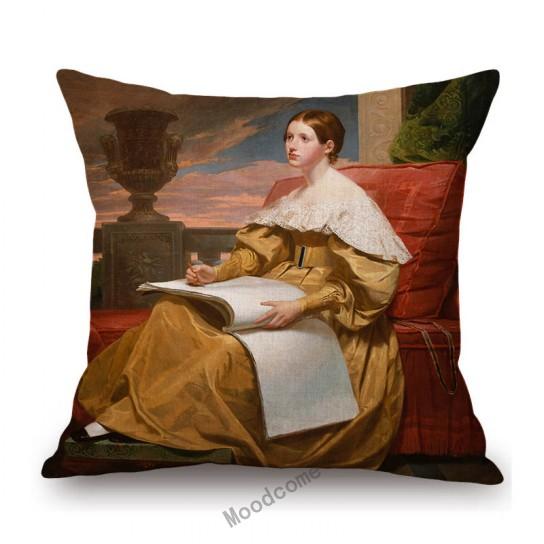 Royal Court Portrait Oil Painting Duchess Princess Ladyship Home Decoration Art Sofa Cotton Linen Throw Pillow Cushion Cover