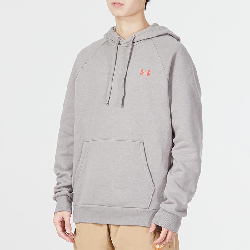 Under Armour Rival Fleece Mtn Hoodie With Geometric Pattern And Letter Graphics Men Hoodies Grey 1373181-294