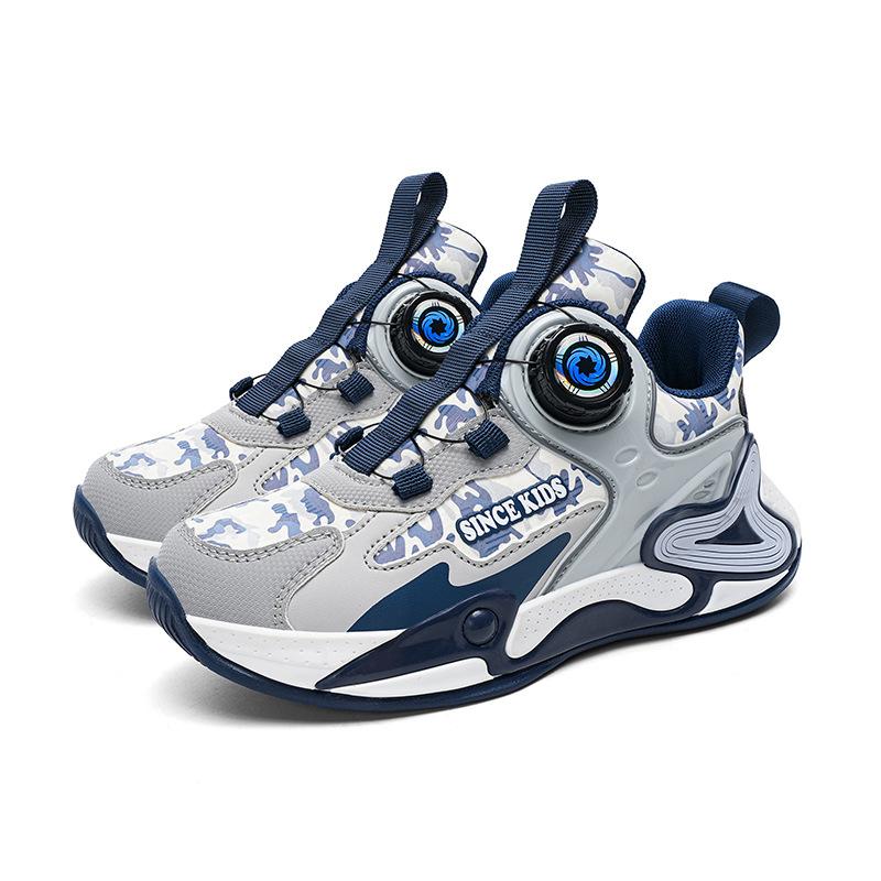 Boys Shoes 2025 Spring and Autumn Models Mesh Breathable Children's Sports Shoes Leather Surface Medium and Older Children's Running Shoes Youth Bas