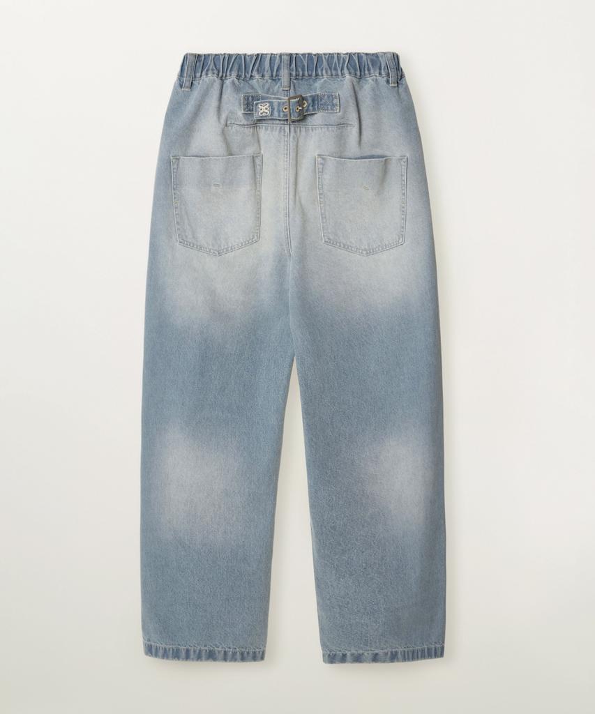 Seteo One-Pleat Elastic Denim Pants Light Blue