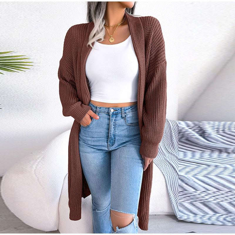 Весна Осень Женский Повседневный Универсальный Длинный Кардиган С Лацканами Женский — фото 14