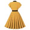 Women's Short Sleeve Round Neck Slim Knee-Length Dress Retro Polka Dot Dress