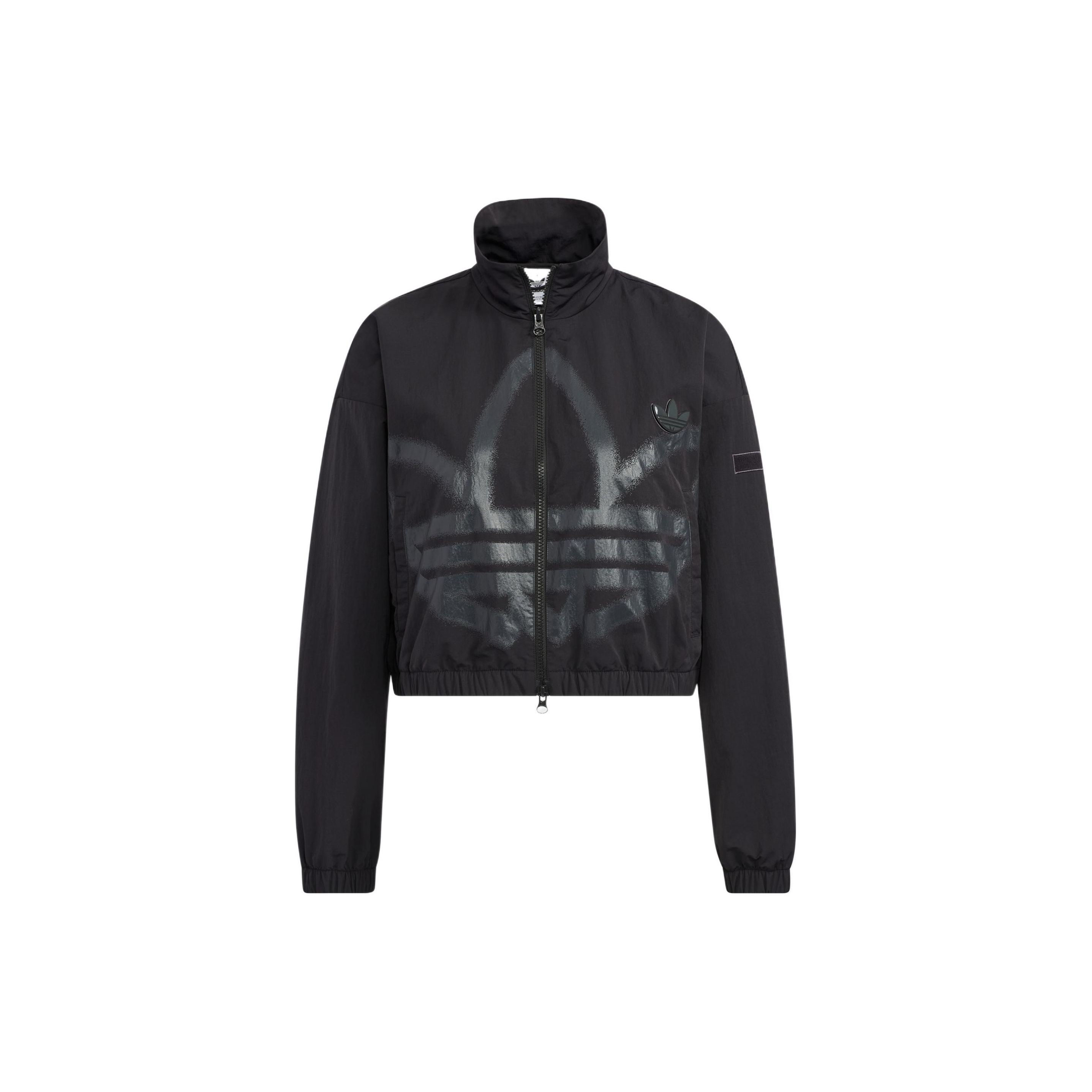 

Adidas Originals Adicolor Tt Logo Applique Zip-Up Stand Collar Jacket Women Tops Black HS1937 M