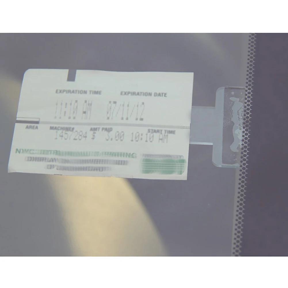 2Pcs Car Vehicle Accessory Parking Ticket Permit Card Ticket Holder Clip Sticker Windscreen Window Fastener Stickers Kit