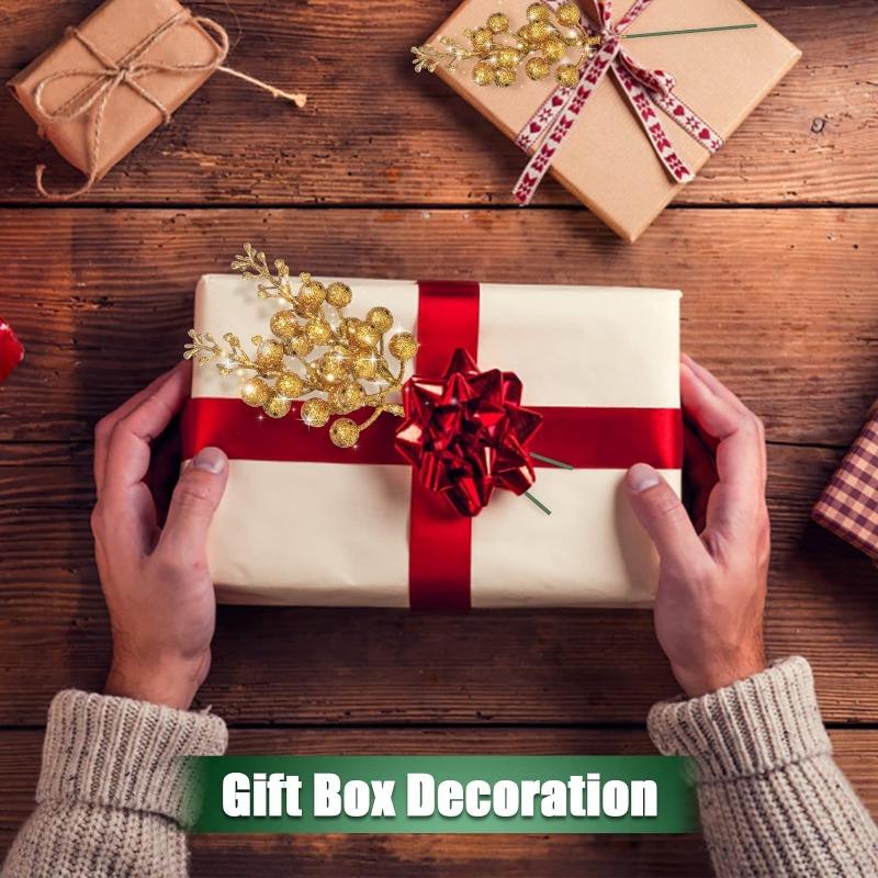 1-10 SZT Złoty Puder Jagoda Sztuczne Rośliny DIY Boże Narodzenie Sztuczna Roślina Bukiet Kwiatów Ornament Dom Ogród Impreza Ślub Dekoracje