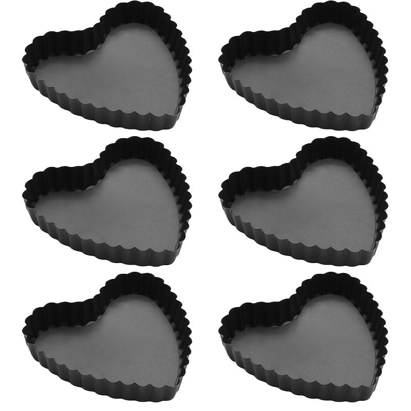 

Набор из 6 мини-форм для тарталеток в форме сердца, 4-дюймовая форма для киша с антипригарным покрытием и съемным дном, форма для торта из углеродистой стали, противень для выпечки