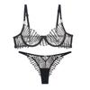 Sexy Lingerie French Ultra-thin Mesh Embroidered Bra Underwear Large Chest Small Large Size Underwear