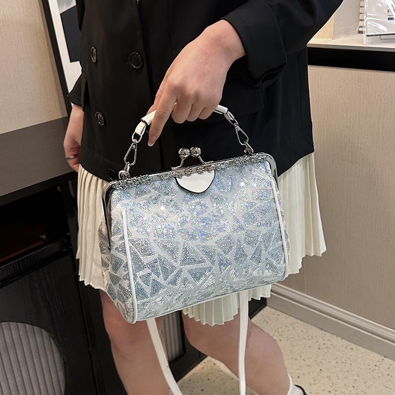 Romantic Wedding Clutch Bag Sparkling Ladies Evening Bag Large Capacity Sequin Design Crossbody Bag Clip-Tatchel Tote Hand Bag