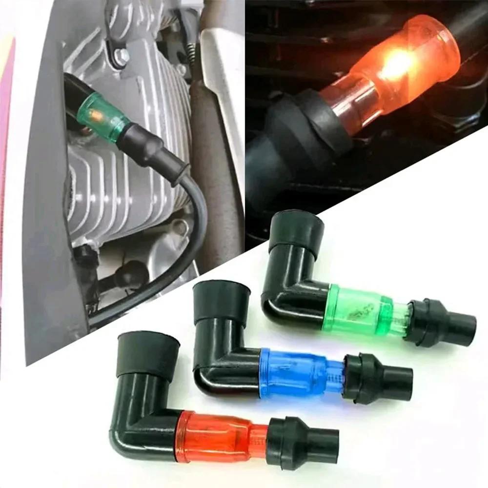 1Pc Universal Motorcycle Accessories Flash Spark Plug Cap Motorcycle Ignition Spark Plug Cap 90Degree Flashing Spark Plug Cap