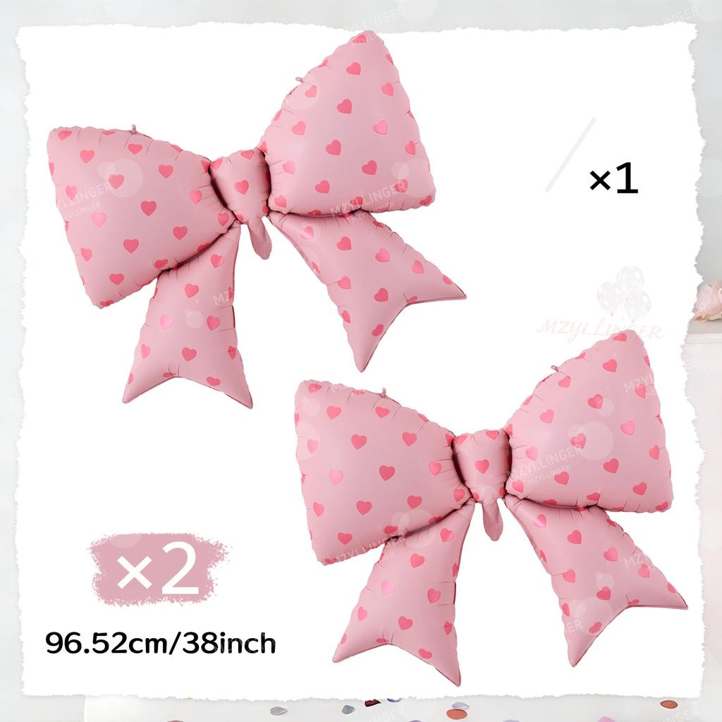 Love Print Bow Aluminum Film Balloon Pink Red Bow Balloon for Birthday Party Wedding Season Mother's Day Decoration Photo Props